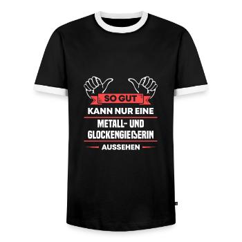 Metall- und Glockengießerin Design für Handwerker - Männer Kontrast-T-Shirt - Schwarz/Weiß - Vorne - AI Model Female 172 light (172cm) & AI Model Male 178 light (178cm)