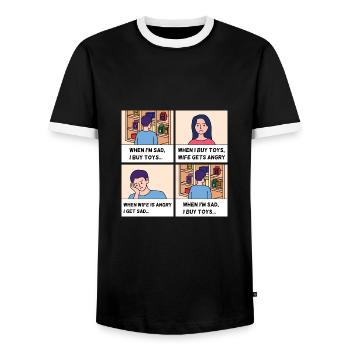 Vatertag Comic Design - Männer Kontrast-T-Shirt - Schwarz/Weiß - Vorne - AI Model Female 172 light (172cm) & AI Model Male 178 light (178cm)