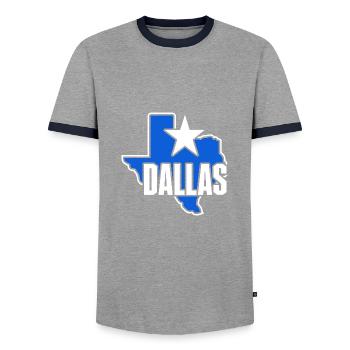Conception de carte Dallas Texas pour les fiers Dallasites - T-shirt contrasté Homme - gris/marine  - Devant - AI Model Female 172 light (172cm) & AI Model Male 178 light (178cm)