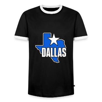 Dallas Texas Map Design for Proud Dallasites - Men's Ringer Shirt - black/white - Front - AI Model Female 172 light (172cm) & AI Model Male 178 light (178cm)