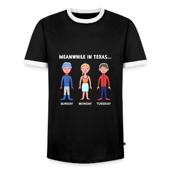Texas Weather Change Design for Proud Texans - Men's Ringer Shirt - black/white - Front - AI Model Female 172 light (172cm) & AI Model Male 178 light (178cm)
