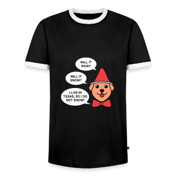 Living in Texas Weather Design for Proud Texans - Men's Ringer Shirt - black/white - Front - AI Model Female 172 light (172cm) & AI Model Male 178 light (178cm)