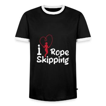 I Love Jumping Rope Design for Rope Jumpers - Men's Ringer Shirt - black/white - Front - AI Model Female 172 light (172cm) & AI Model Male 178 light (178cm)