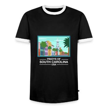 South Carolina Fil-Am Design for Proud Pinoys - Men's Ringer Shirt - black/white - Front - AI Model Female 172 light (172cm) & AI Model Male 178 light (178cm)