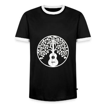 Ukulele tree Mandala white - Men's Ringer Shirt - black/white - Front - AI Model Female 172 light (172cm) & AI Model Male 178 light (178cm)