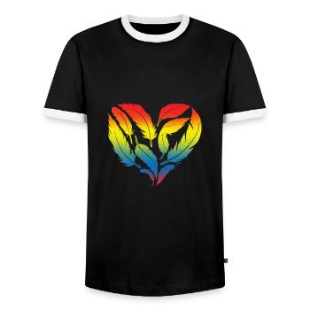 Vogelherz-Design für bunte Vogelfans - Männer Kontrast-T-Shirt - Schwarz/Weiß - Vorne - AI Model Female 172 light (172cm) & AI Model Male 178 light (178cm)