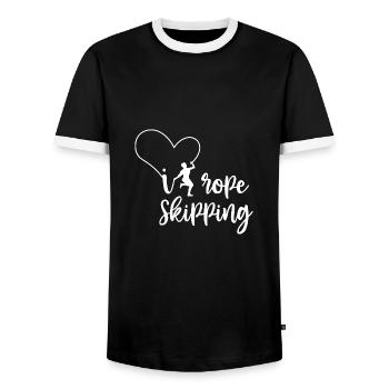 I Love Jumping Rope Design for Rope Jumpers - Men's Ringer Shirt - black/white - Front - AI Model Female 172 light (172cm) & AI Model Male 178 light (178cm)