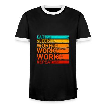 Eat Sleep Hard Work Design für stolze, motivierte - Männer Kontrast-T-Shirt - Schwarz/Weiß - Vorne - AI Model Female 172 light (172cm) & AI Model Male 178 light (178cm)