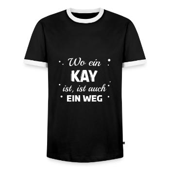 Kay Name Spruch Design für stolze Kays - Männer Kontrast-T-Shirt - Schwarz/Weiß - Vorne - AI Model Female 172 light (172cm) & AI Model Male 178 light (178cm)
