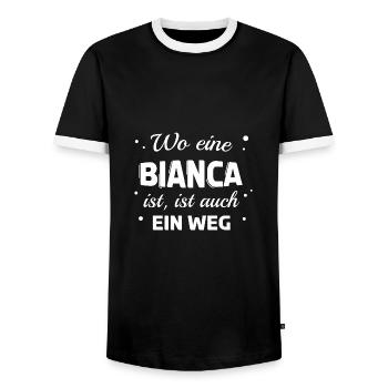 Bianca Name Spruch Design für stolze Biancas - Männer Kontrast-T-Shirt - Schwarz/Weiß - Vorne - AI Model Female 172 light (172cm) & AI Model Male 178 light (178cm)