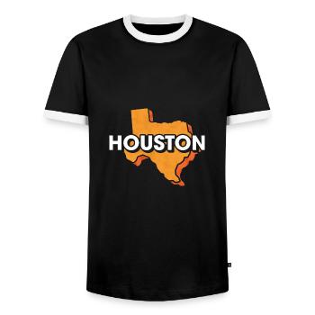 Houston Map Design for Proud Houston Residents - Men's Ringer Shirt - black/white - Front - AI Model Female 172 light (172cm) & AI Model Male 178 light (178cm)