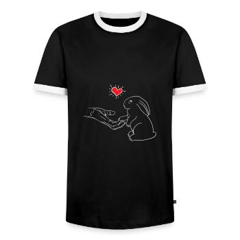 Kaninchen Human Love Design für Kaninchenliebhaber - Männer Kontrast-T-Shirt - Schwarz/Weiß - Vorne - AI Model Female 172 light (172cm) & AI Model Male 178 light (178cm)