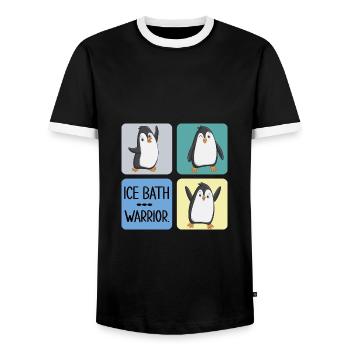 eisbaden kryotherapie eisbad pinguin kneipp - Männer Kontrast-T-Shirt - Schwarz/Weiß - Vorne - AI Model Female 172 light (172cm) & AI Model Male 178 light (178cm)