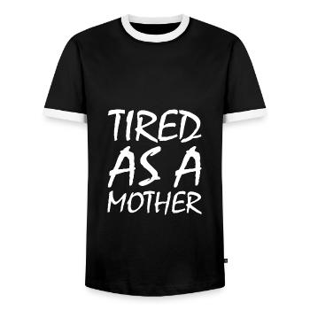 Tired as a mother - Männer Kontrast-T-Shirt - Schwarz/Weiß - Vorne - AI Model Female 172 light (172cm) & AI Model Male 178 light (178cm)
