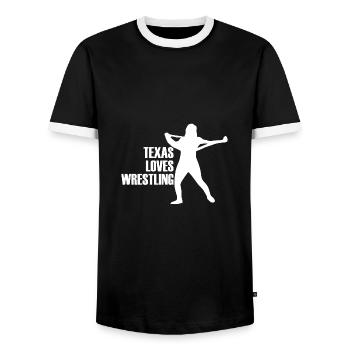Texas wrestling design for proud Texas fans - Men's Ringer Shirt - black/white - Front - AI Model Female 172 light (172cm) & AI Model Male 178 light (178cm)