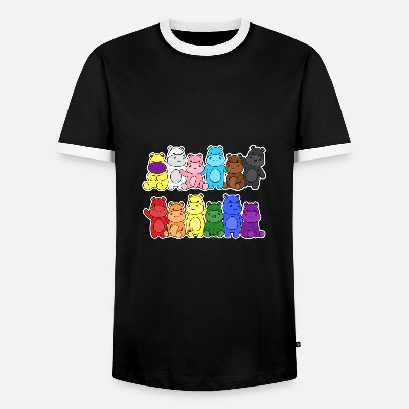Fierté Progrès Flag Hippopotames Égalité - T-shirt contrasté Homme - noir/blanc