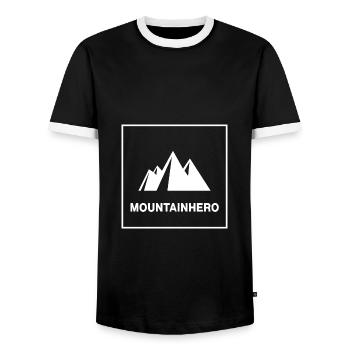 Bergsteigen Alpinist Berg klettern hochalpin - Männer Kontrast-T-Shirt - Schwarz/Weiß - Vorne - AI Model Female 172 light (172cm) & AI Model Male 178 light (178cm)