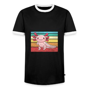 Retro-Axolotl-Design für Axolotl-Liebhaber - Männer Kontrast-T-Shirt - Schwarz/Weiß - Vorne - AI Model Female 172 light (172cm) & AI Model Male 178 light (178cm)