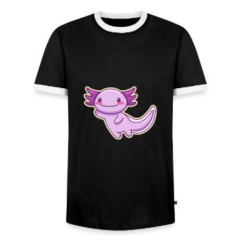 Purple Axolotl Design for Axolotl Lovers - Men's Ringer Shirt - black/white - Front - AI Model Female 172 light (172cm) & AI Model Male 178 light (178cm)