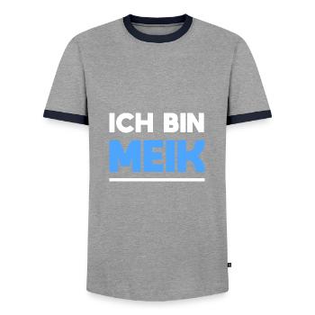 Meik Name Spruch für stolze Meiks - Männer Kontrast-T-Shirt - Grau/Navy  - Vorne - AI Model Female 172 light (172cm) & AI Model Male 178 light (178cm)