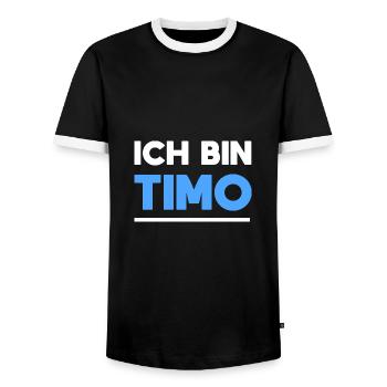 Timo Name Spruch für stolze Timos - Männer Kontrast-T-Shirt - Schwarz/Weiß - Vorne - AI Model Female 172 light (172cm) & AI Model Male 178 light (178cm)