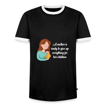Liebevolle Gestaltung zum Muttertag - Männer Kontrast-T-Shirt - Schwarz/Weiß - Vorne - AI Model Female 172 light (172cm) & AI Model Male 178 light (178cm)