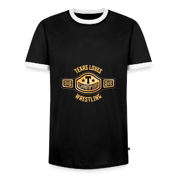 Conception de lutte au Texas pour les fiers fans du Texas - T-shirt contrasté Homme - noir/blanc - Devant - AI Model Female 172 light (172cm) & AI Model Male 178 light (178cm)