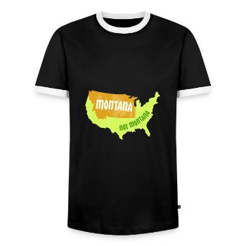 Montana Not Montana Map Design für stolze Montaner - Männer Kontrast-T-Shirt - Schwarz/Weiß - Vorne - AI Model Female 172 light (172cm) & AI Model Male 178 light (178cm)