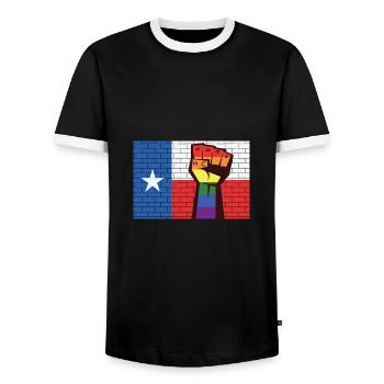 Texas Pride Faustdesign für stolze LGBT+ Texaner - Männer Kontrast-T-Shirt - Schwarz/Weiß - Vorne - AI Model Female 172 light (172cm) & AI Model Male 178 light (178cm)