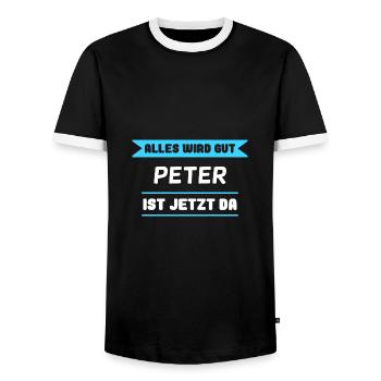 Peter Name Design für stolze Peter - Männer Kontrast-T-Shirt - Schwarz/Weiß - Vorne - AI Model Female 172 light (172cm) & AI Model Male 178 light (178cm)