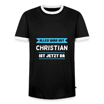 Christian Name Design für stolze Christians - Männer Kontrast-T-Shirt - Schwarz/Weiß - Vorne - AI Model Female 172 light (172cm) & AI Model Male 178 light (178cm)