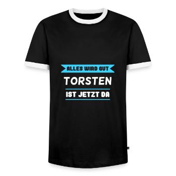 Torsten Name Design für stolze Torstens - Männer Kontrast-T-Shirt - Schwarz/Weiß - Vorne - AI Model Female 172 light (172cm) & AI Model Male 178 light (178cm)
