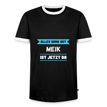 Meik Name Design für stolze Meiks - Männer Kontrast-T-Shirt - Schwarz/Weiß - Vorne - AI Model Female 172 light (172cm) & AI Model Male 178 light (178cm)