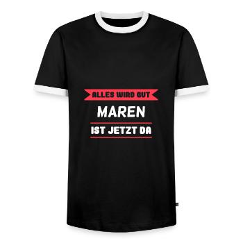 Maren Name Design für stolze Marens - Männer Kontrast-T-Shirt - Schwarz/Weiß - Vorne - AI Model Female 172 light (172cm) & AI Model Male 178 light (178cm)