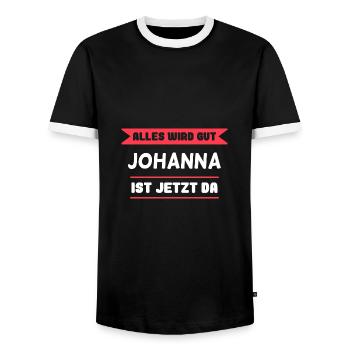 Johanna Name Design für stolze Johannas - Männer Kontrast-T-Shirt - Schwarz/Weiß - Vorne - AI Model Female 172 light (172cm) & AI Model Male 178 light (178cm)