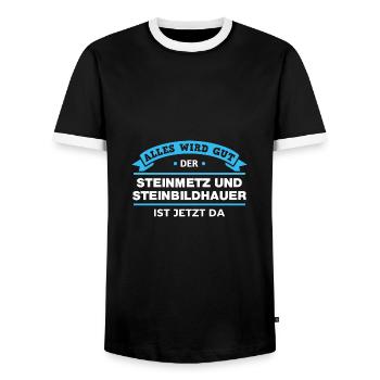 Steinmetz Steinbildhauer Design für Handwerker - Männer Kontrast-T-Shirt - Schwarz/Weiß - Vorne - AI Model Female 172 light (172cm) & AI Model Male 178 light (178cm)