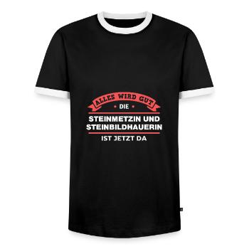 Steinmetzin Steinbildhauerin Design für Handwerker - Männer Kontrast-T-Shirt - Schwarz/Weiß - Vorne - AI Model Female 172 light (172cm) & AI Model Male 178 light (178cm)