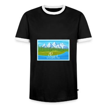 Wyoming Fil-Am Design for proud Pinoys - Men's Ringer Shirt - black/white - Front - AI Model Female 172 light (172cm) & AI Model Male 178 light (178cm)