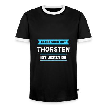 Thorsten Name Design für stolze Thorstens - Männer Kontrast-T-Shirt - Schwarz/Weiß - Vorne - AI Model Female 172 light (172cm) & AI Model Male 178 light (178cm)