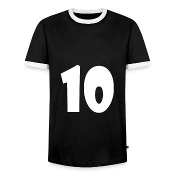 10 - Männer Kontrast-T-Shirt - Schwarz/Weiß - Vorne - AI Model Female 172 light (172cm) & AI Model Male 178 light (178cm)