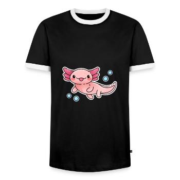 Rosa Axolotl Unterwasserdesign für Axolotl Fans - Männer Kontrast-T-Shirt - Schwarz/Weiß - Vorne - AI Model Female 172 light (172cm) & AI Model Male 178 light (178cm)