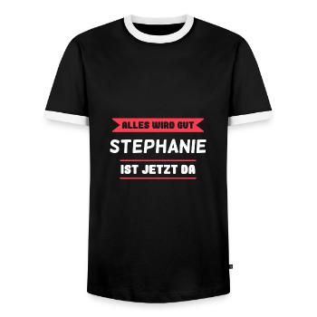 Stephanie Name Design für stolze Stephanies - Männer Kontrast-T-Shirt - Schwarz/Weiß - Vorne - AI Model Female 172 light (172cm) & AI Model Male 178 light (178cm)