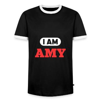 Amy Name Saying für stolze Amys - Männer Kontrast-T-Shirt - Schwarz/Weiß - Vorne - AI Model Female 172 light (172cm) & AI Model Male 178 light (178cm)