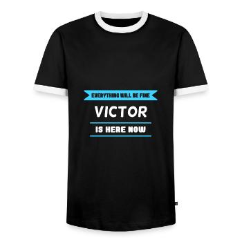 Victor Name Spruch für stolze Sieger - Männer Kontrast-T-Shirt - Schwarz/Weiß - Vorne - AI Model Female 172 light (172cm) & AI Model Male 178 light (178cm)
