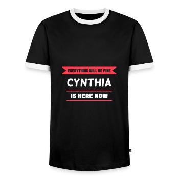 Cynthia Name Sprichwort für stolze Cynthias - Männer Kontrast-T-Shirt - Schwarz/Weiß - Vorne - AI Model Female 172 light (172cm) & AI Model Male 178 light (178cm)