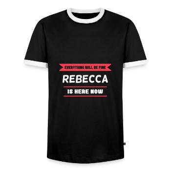 Rebecca Name Spruch für stolze Rebeccas - Männer Kontrast-T-Shirt - Schwarz/Weiß - Vorne - AI Model Female 172 light (172cm) & AI Model Male 178 light (178cm)