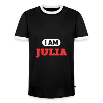 Julia Name Spruch für stolze Julias - Männer Kontrast-T-Shirt - Schwarz/Weiß - Vorne - AI Model Female 172 light (172cm) & AI Model Male 178 light (178cm)