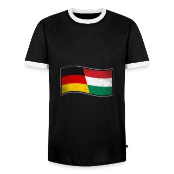 Ungarn Design für stolze Deutsch-Ungaren - Männer Kontrast-T-Shirt - Schwarz/Weiß - Vorne - AI Model Female 172 light (172cm) & AI Model Male 178 light (178cm)