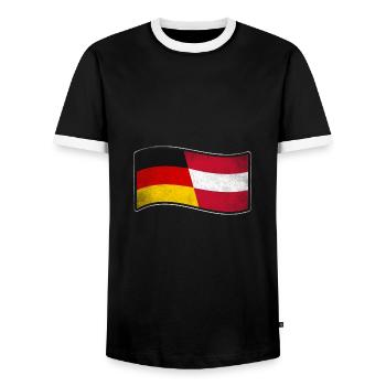 Österreich Design für stolze Deutsch-Österreicher - Männer Kontrast-T-Shirt - Schwarz/Weiß - Vorne - AI Model Female 172 light (172cm) & AI Model Male 178 light (178cm)