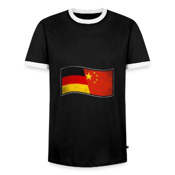 China Design für stolze Deutsch-Chinesen - Männer Kontrast-T-Shirt - Schwarz/Weiß - Vorne - AI Model Female 172 light (172cm) & AI Model Male 178 light (178cm)